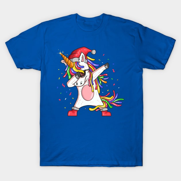 Christmas Dabbing Unicorn T-Shirt by xcsdesign